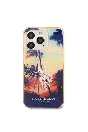 Apple iPhone 14 Pro Max Uyumlu Kılıf U.S. POLO ASSN. Renkli Ağaç Baskılı Dizayn Kapak