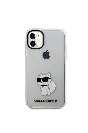 Apple iPhone 11 Uyumlu Kılıf Karl Lagerfeld Transparan Choupette Dizayn Kapak