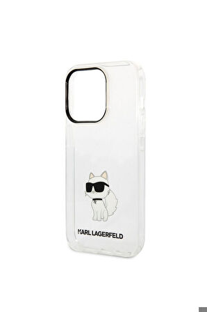 Apple iPhone 14 Pro Uyumlu Kılıf Karl Lagerfeld Transparan Choupette Dizayn Kapak