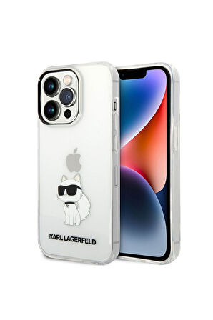 Apple iPhone 14 Pro Max Uyumlu Kılıf Karl Lagerfeld Transparan Choupette Dizayn Kapak