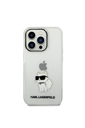 Apple iPhone 14 Pro Max Uyumlu Kılıf Karl Lagerfeld Transparan Choupette Dizayn Kapak