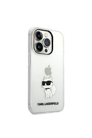 Apple iPhone 14 Pro Max Uyumlu Kılıf Karl Lagerfeld Transparan Choupette Dizayn Kapak
