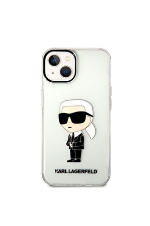 Apple iPhone 14 Uyumlu Kılıf Karl Lagerfeld Transparan İkonik Karl Dizayn Kapak