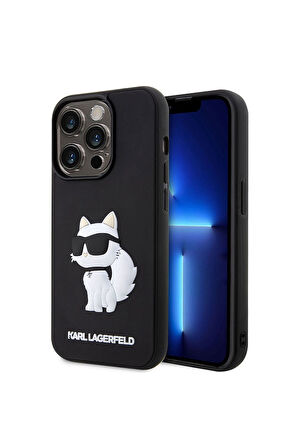 Apple iPhone 14 Pro Max Uyumlu Kılıf Karl Lagerfeld 3D Rubber Choupette Dizayn Kapak