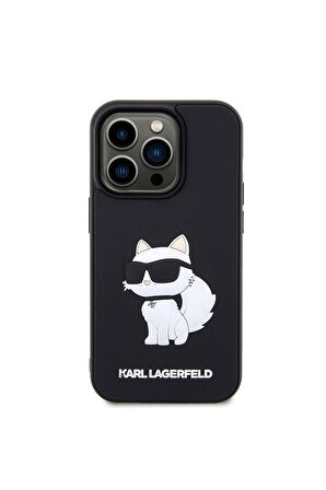 Apple iPhone 14 Pro Max Uyumlu Kılıf Karl Lagerfeld 3D Rubber Choupette Dizayn Kapak