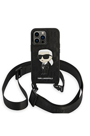 Apple iPhone 14 Pro Uyumlu Kılıf Karl Lagerfeld Boyun Askılı Karl Dizayn Kapak