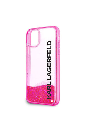 Apple iPhone 11 Uyumlu Kılıf Karl Lagerfeld Sıvılı Simli Elong Dizayn Kapak