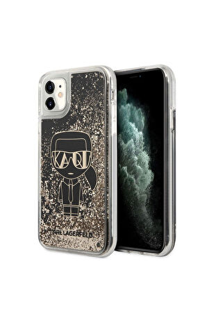 Apple iPhone 11 Uyumlu Kılıf Karl Lagerfeld Sıvılı Simli Gatsby Dizayn Kapak