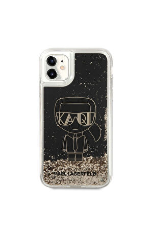 Apple iPhone 11 Uyumlu Kılıf Karl Lagerfeld Sıvılı Simli Gatsby Dizayn Kapak
