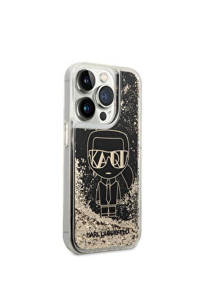 Apple iPhone 14 Pro Uyumlu Kılıf Karl Lagerfeld Sıvılı Simli Gatsby Dizayn Kapak