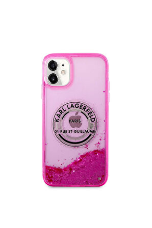 Apple iPhone 11 Uyumlu Kılıf Karl Lagerfeld Sıvılı Simli RSG Dizayn Kapak