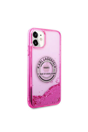 Apple iPhone 11 Uyumlu Kılıf Karl Lagerfeld Sıvılı Simli RSG Dizayn Kapak