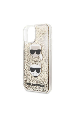 Apple iPhone 11 Uyumlu Kılıf Karl Lagerfeld Sıvılı Simli K&C Head Dizayn Kapak