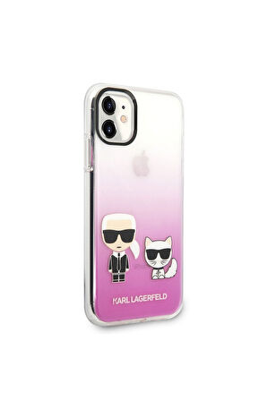 Apple iPhone 11 Uyumlu Kılıf Karl Lagerfeld Sert TPU K&C Dizayn Kapak Pembe