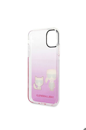 Apple iPhone 11 Uyumlu Kılıf Karl Lagerfeld Sert TPU K&C Dizayn Kapak Pembe