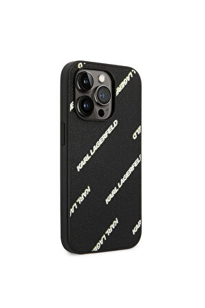 Apple iPhone 14 Pro Max Uyumlu Kılıf Karl Lagerfeld PU Suni Deri Logolu Dizayn Kapak