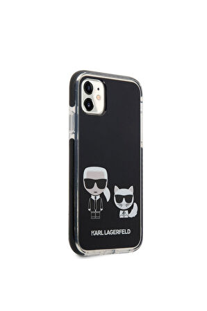 Apple iPhone 11 Uyumlu Kılıf Karl Lagerfeld Kenarları Siyah Silikon K&C Dizayn Kapak