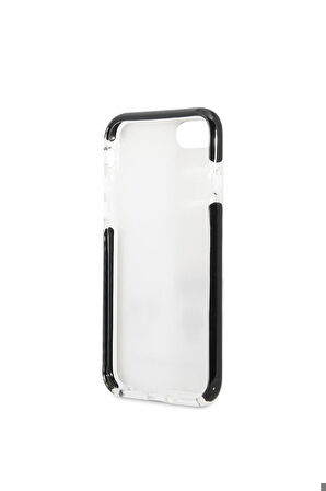 Apple iPhone 8 Uyumlu Kılıf Karl Lagerfeld Kenarları Siyah Silikon K&C Dizayn Kapak Beyaz
