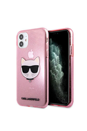 Apple iPhone 11 Uyumlu Kılıf Karl Lagerfeld Transparan Choupette Head Dizayn Kapak