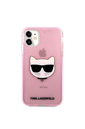 Apple iPhone 11 Uyumlu Kılıf Karl Lagerfeld Transparan Choupette Head Dizayn Kapak