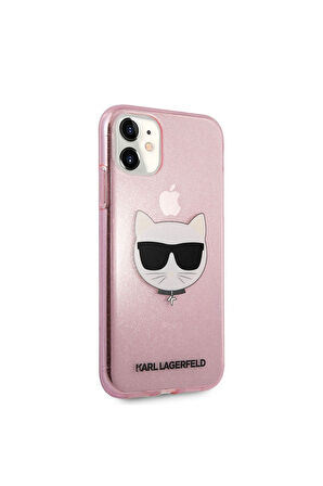 Apple iPhone 11 Uyumlu Kılıf Karl Lagerfeld Transparan Choupette Head Dizayn Kapak