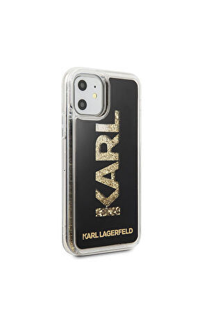 Apple iPhone 11 Uyumlu Kılıf Karl Lagerfeld Sıvılı Simli Logo Dizayn Kapak