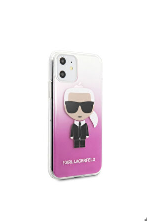Apple iPhone 11 Uyumlu Kılıf Karl Lagerfeld Yarı Transparan Karl Dizayn Kapak