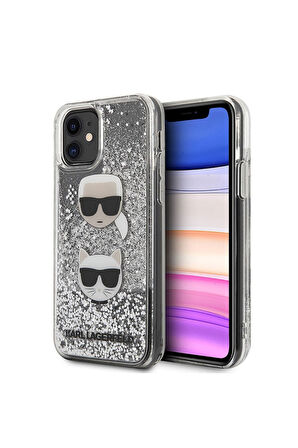 Apple iPhone 11 Uyumlu Kılıf Karl Lagerfeld Sıvılı Simli K&C Dizayn Kapak