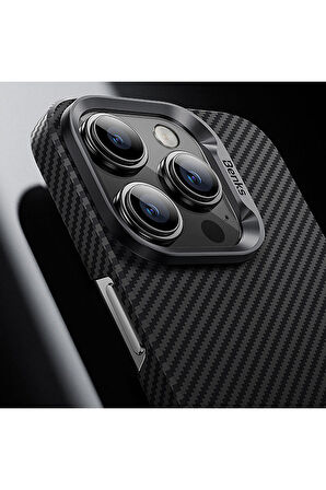 Benks iPhone 15 Pro Max Uyumlu Kılıf Magsafe Özellikli Karbon Fiber Benks Essential Armorair 600D Kevlar