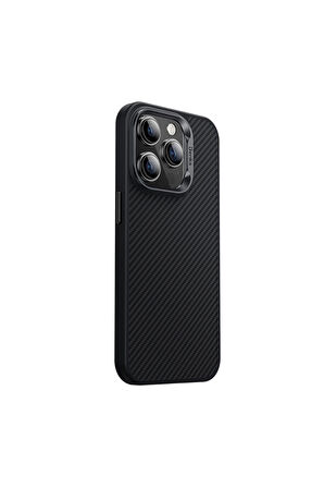 Benks iPhone 15 Pro Max Uyumlu Kılıf Karbon Fiber Magsafe Şarj Özellikli Benks Hybrid Armorpro 600D Kevlar