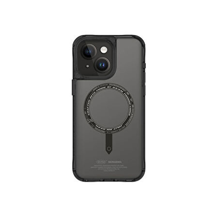 iPhone 15 Uyumlu Kılıf SkinArma Şeffaf Airbag Tasarımlı Magsafe Şarj Özellikli Saido Kapak Siyah