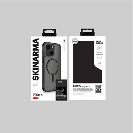 iPhone 15 Uyumlu Kılıf SkinArma Şeffaf Airbag Tasarımlı Magsafe Şarj Özellikli Saido Kapak Siyah