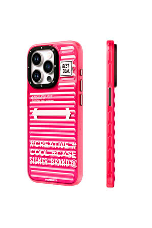 iPhone 15 Pro Max Uyumlu Kılıf Youngkit Luggage Firefly Serisi Kapak Pembe