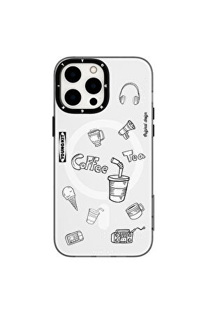 iPhone 14 Pro Max Uyumlu Kılıf Magsafe Şarj Özellikli Desenli Youngkit Plaything Serisi Kapak Beyaz