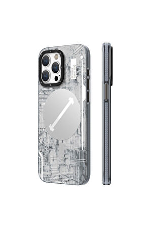 iPhone 15 Pro Max Uyumlu Kılıf Magsafe Şarj Özellikli Youngkit Technology Serisi Kapak Beyaz