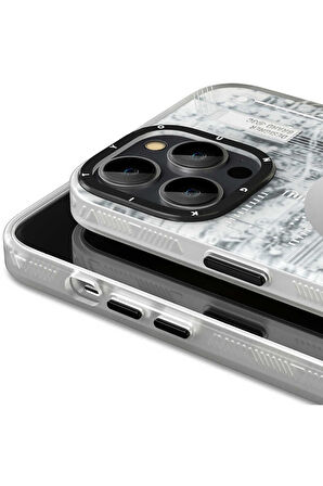 iPhone 15 Pro Max Uyumlu Kılıf Magsafe Şarj Özellikli Youngkit Technology Serisi Kapak Beyaz