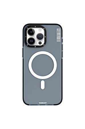 iPhone 15 Pro Max Uyumlu Kılıf Magsafe Şarj Özellikli Youngkit Crystal Color Serisi Kapak Siyah