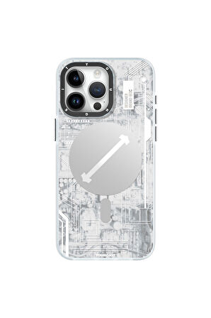 YoungKit iPhone 15 Pro Uyumlu Kılıf Magsafe Şarj Özellikli Youngkit Technology Serisi Kapak Beyaz