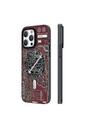 YoungKit iPhone 15 Pro Max Uyumlu Kılıf Magsafe Şarj Özellikli Youngkit Technology Serisi Kapak Kırmızı