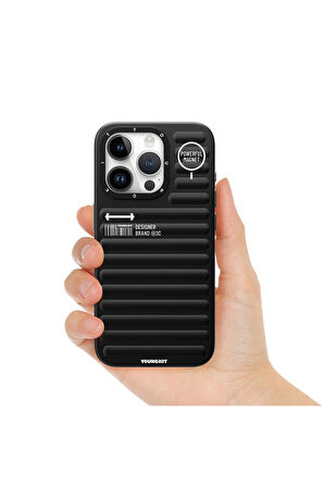 YoungKit iPhone 15 Pro Uyumlu Kılıf Mat Renkli Tasarım Youngkit Original Serisi Kapak Siyah