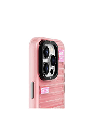 YoungKit iPhone 15 Pro Uyumlu Kılıf Şeffaf Renkli Tasarım Youngkit Fluorite Serisi Kapak Pembe