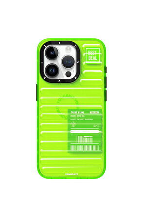 YoungKit iPhone 15 Pro Max Uyumlu Kılıf Şeffaf Renkli Tasarım Youngkit Fluorite Serisi Kapak Yeşil