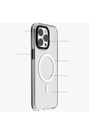 YoungKit iPhone 15 Pro Uyumlu Kılıf Magsafe Şarj Özellikli Youngkit Crystal Color Serisi Kapak Beyaz