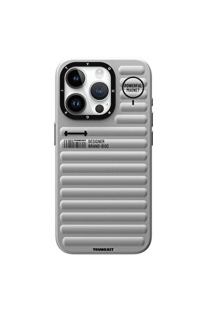 YoungKit iPhone 14 Pro Max Uyumlu Kılıf Mat Renkli Tasarım Youngkit Original Serisi Kapak Gümüş