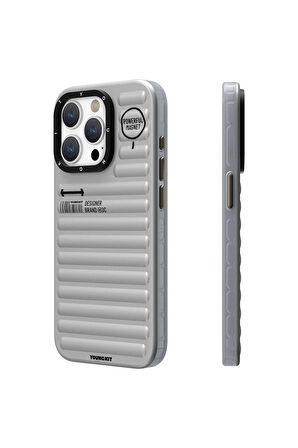 YoungKit iPhone 14 Pro Max Uyumlu Kılıf Mat Renkli Tasarım Youngkit Original Serisi Kapak Gümüş