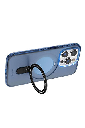 YoungKit iPhone 15 Pro Max Uyumlu Kılıf Magsafe Şarj Özellikli Youngkit Rock Serisi Kapak Mavi