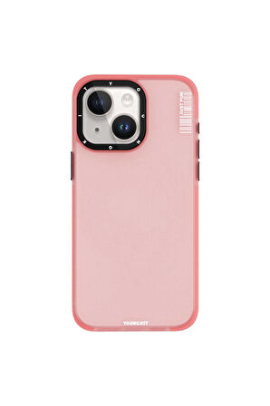YoungKit iPhone 15 Uyumlu Kılıf Buzlu Mat Tasarım Youngkit Colored Sand Serisi Kapak Pembe