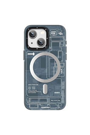 YoungKit iPhone 15 Uyumlu Kılıf Magsafe Şarj Özellikli Youngkit Technology Serisi Kapak Siyah