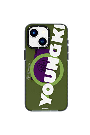YoungKit iPhone 15 Uyumlu Kılıf Magsafe Şarj Özellikli Youngkit Binfen Serisi Yazı Temalı Kapak Yeşil