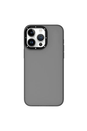 YoungKit iPhone 15 Pro Max Uyumlu Kılıf Buzlu Mat Tasarım Youngkit Hidden Sand Serisi Kapak Gri